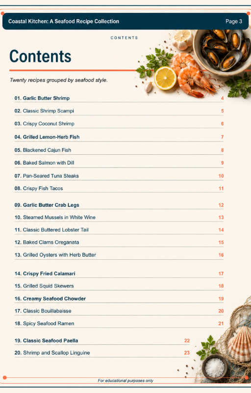 Coastal Kitchen | 20 Seafood Recipes PDF Cookbook